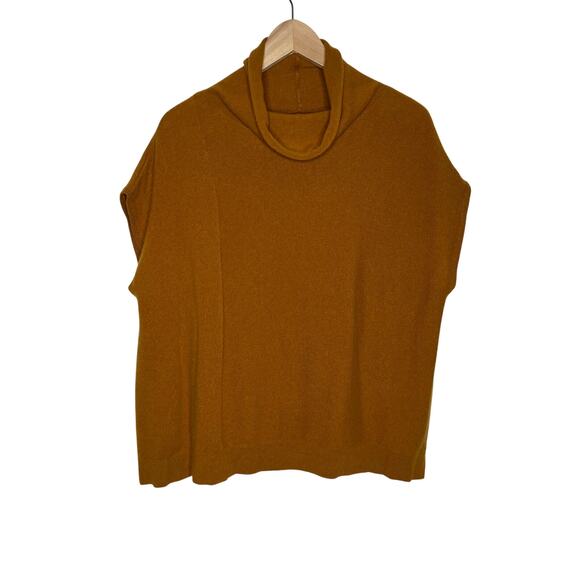 Anthropologie Short Sleeve Cashmere Sweater Womens XS Rust Orange Cowl Neck - Picture 2 of 11